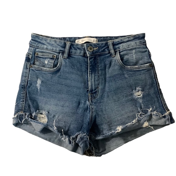 Zara Pants - Zara Trafaluc Ripped Blue Jean Shorts